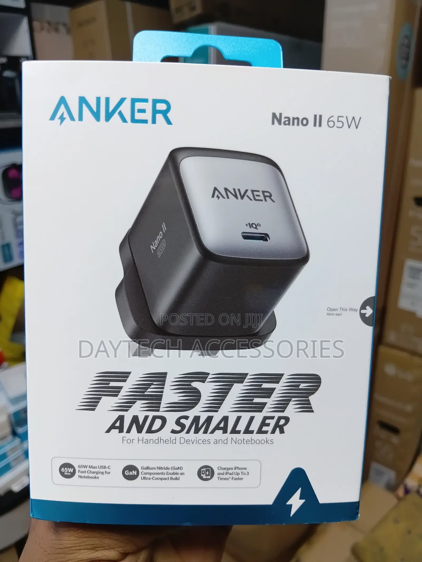 The Anker Nano II 65W (Model A2663) Single-Port USB-C Fast Charger.