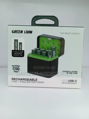 Green Lion Rechargeable Battery Dock for 4 AA and 4 AAA Batteries.