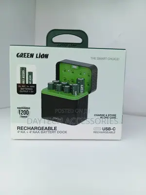 Green Lion Rechargeable Battery Dock for 4 AA and 4 AAA Batteries.