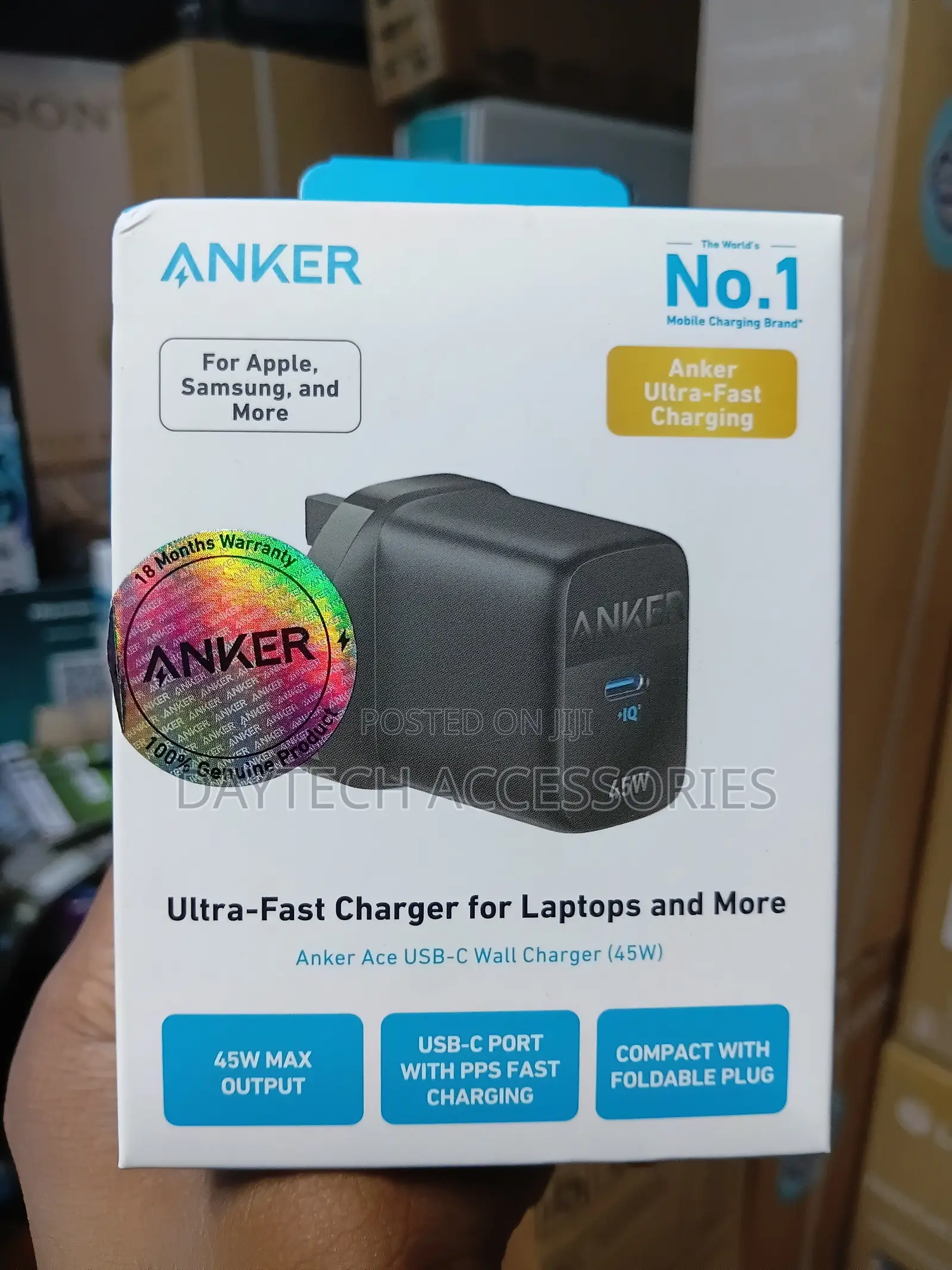 Anker 313 Charger Ace 45W USB C GaN Fast Charger - Black