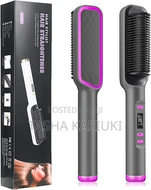 2-in-1 Hair Straightening Brush With Adjustable Temperature