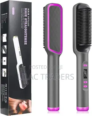 2-in-1 Hair Straightening Brush With Adjustable Temperature