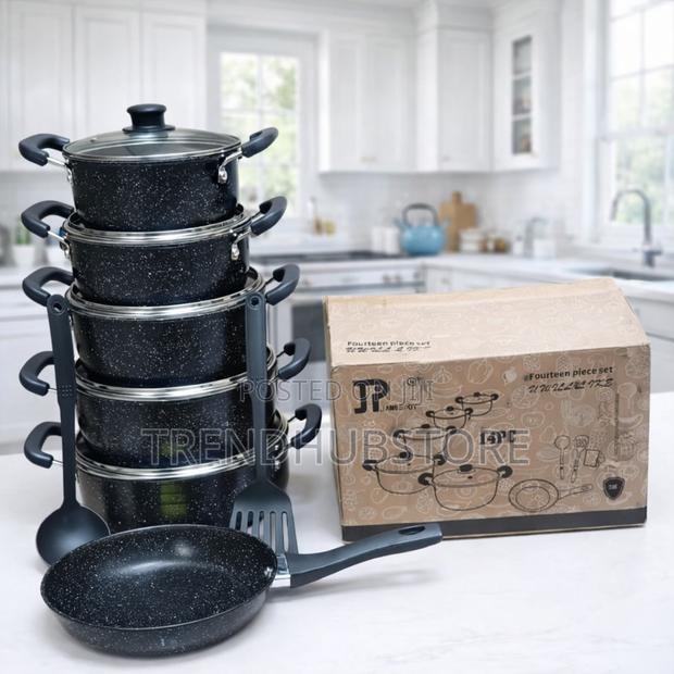 14PCS Heavy Non-Stick Granite Cooking Pot Set + FREE Gift - thumbnail 4