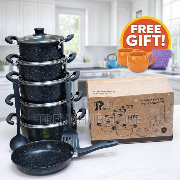 14PCS Heavy Non-Stick Granite Cooking Pot Set + FREE Gift - main view
