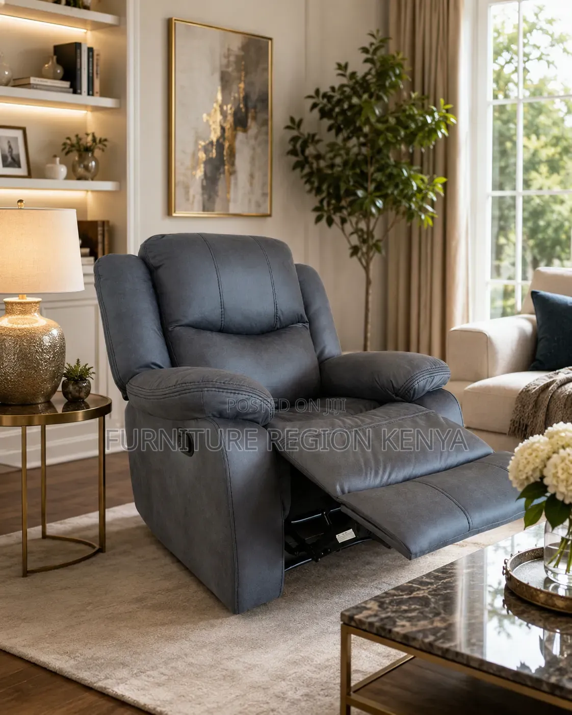 Single-Seater Recliner Gray Sofa