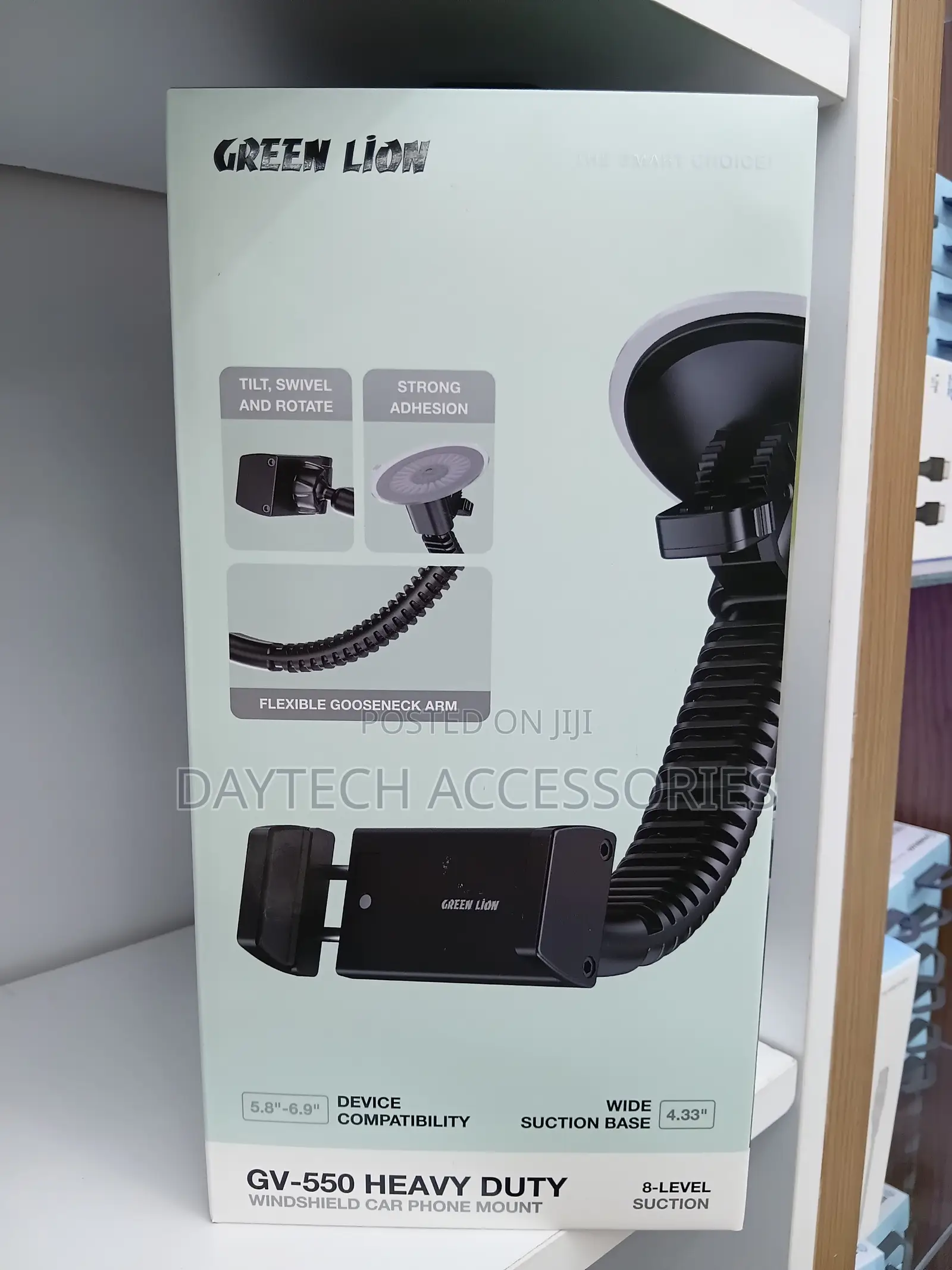 This Is a Green Lion GV-550 Heavy Duty Windshield Car Phone Mount.