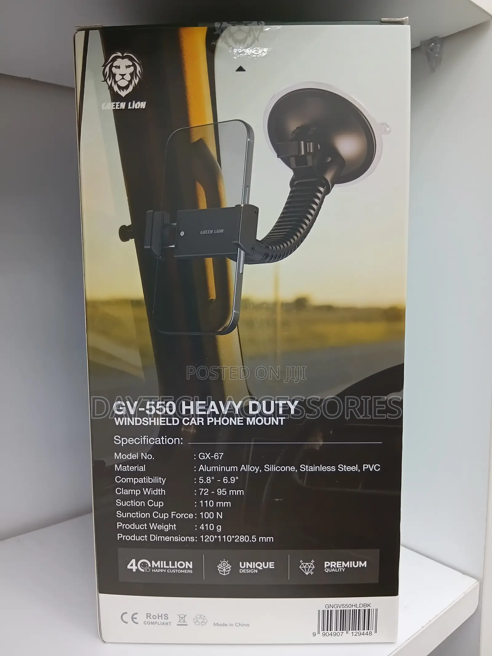 This Is a Green Lion GV-550 Heavy Duty Windshield Car Phone Mount.