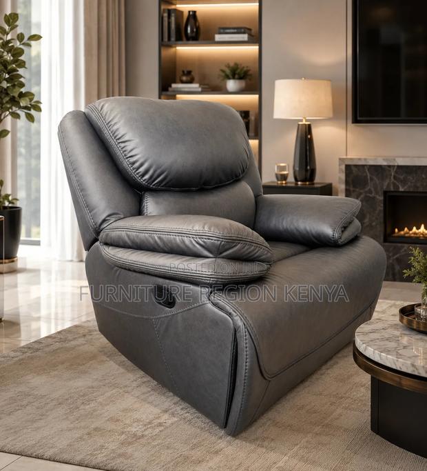 Single-Seater King-Size Recliner Gray Sofa - thumbnail 2