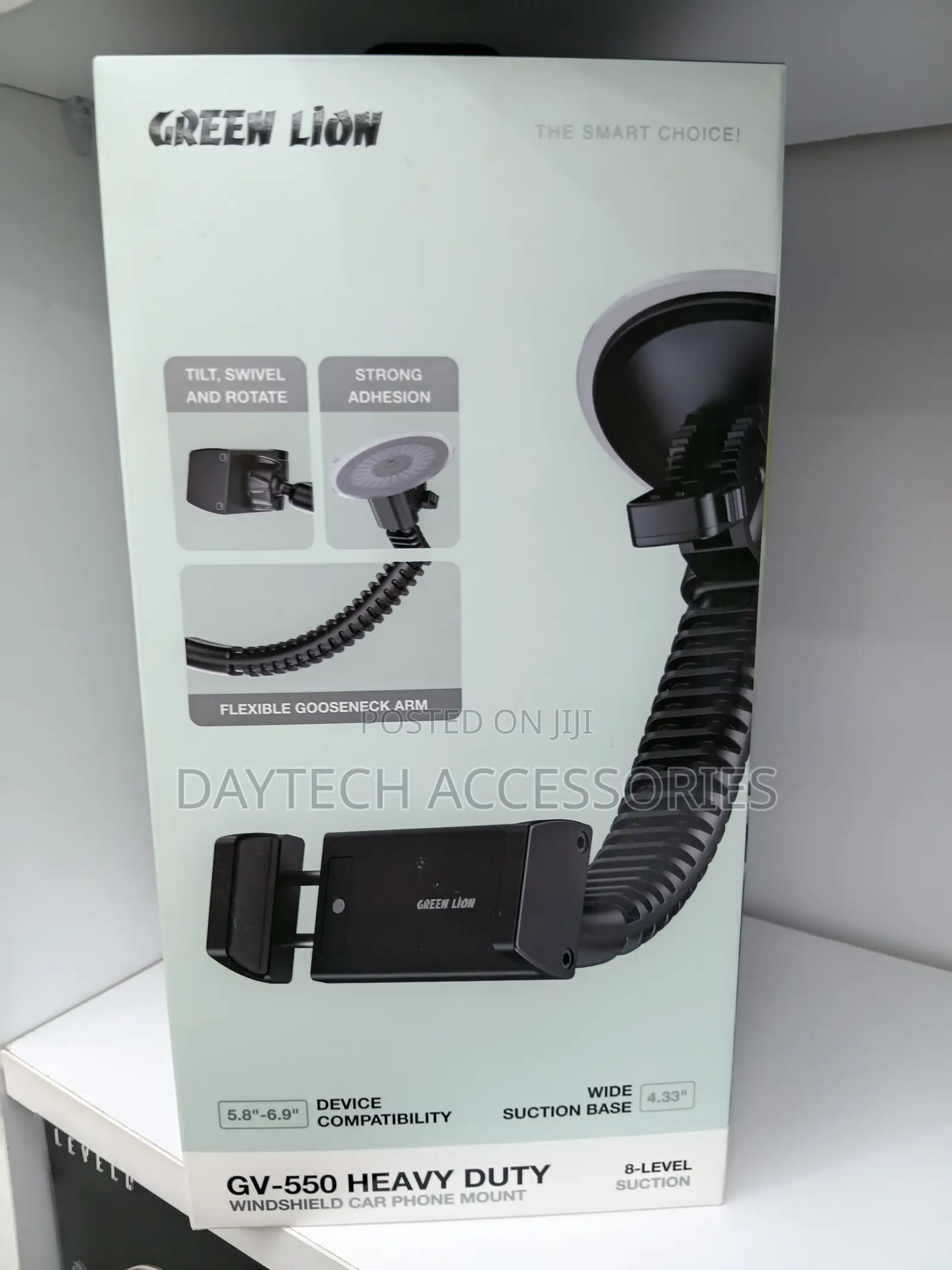 Green Lion GV-550 Heavy Duty Windshield Car Phone Mount - Black