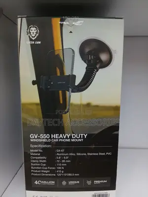 Green Lion GV-550 Heavy Duty Windshield Car Phone Mount - Black
