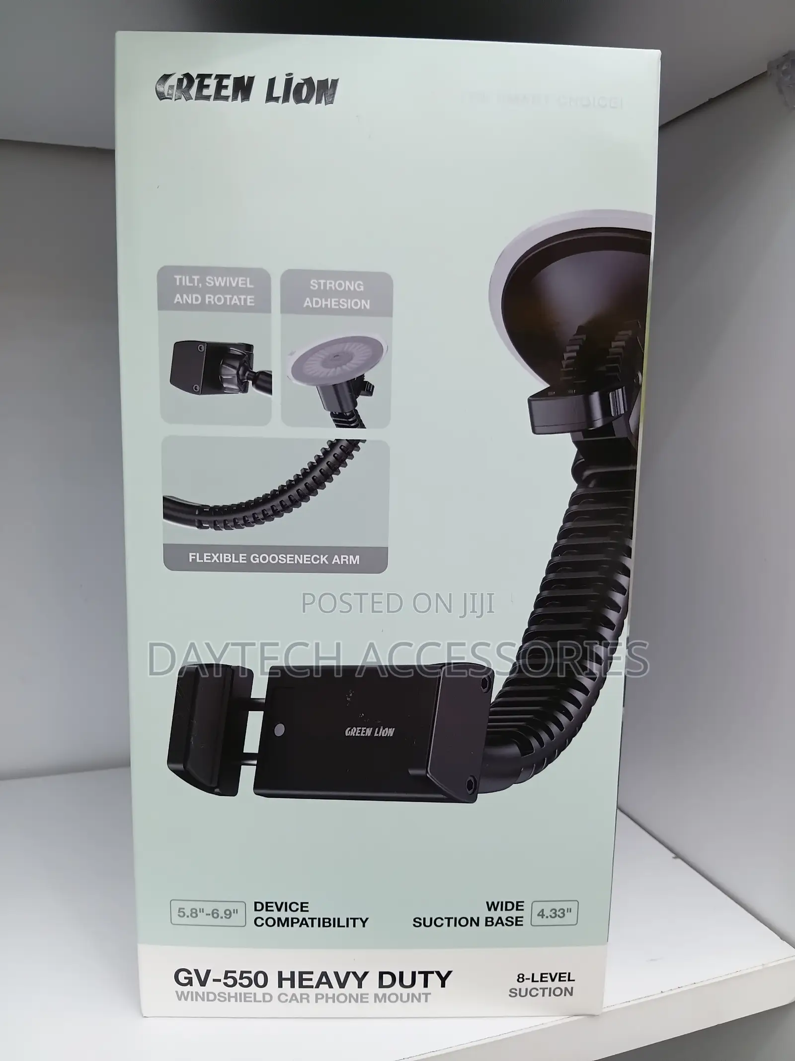 Green Lion Flexible Car Phone Holder With Suction Mount in Black