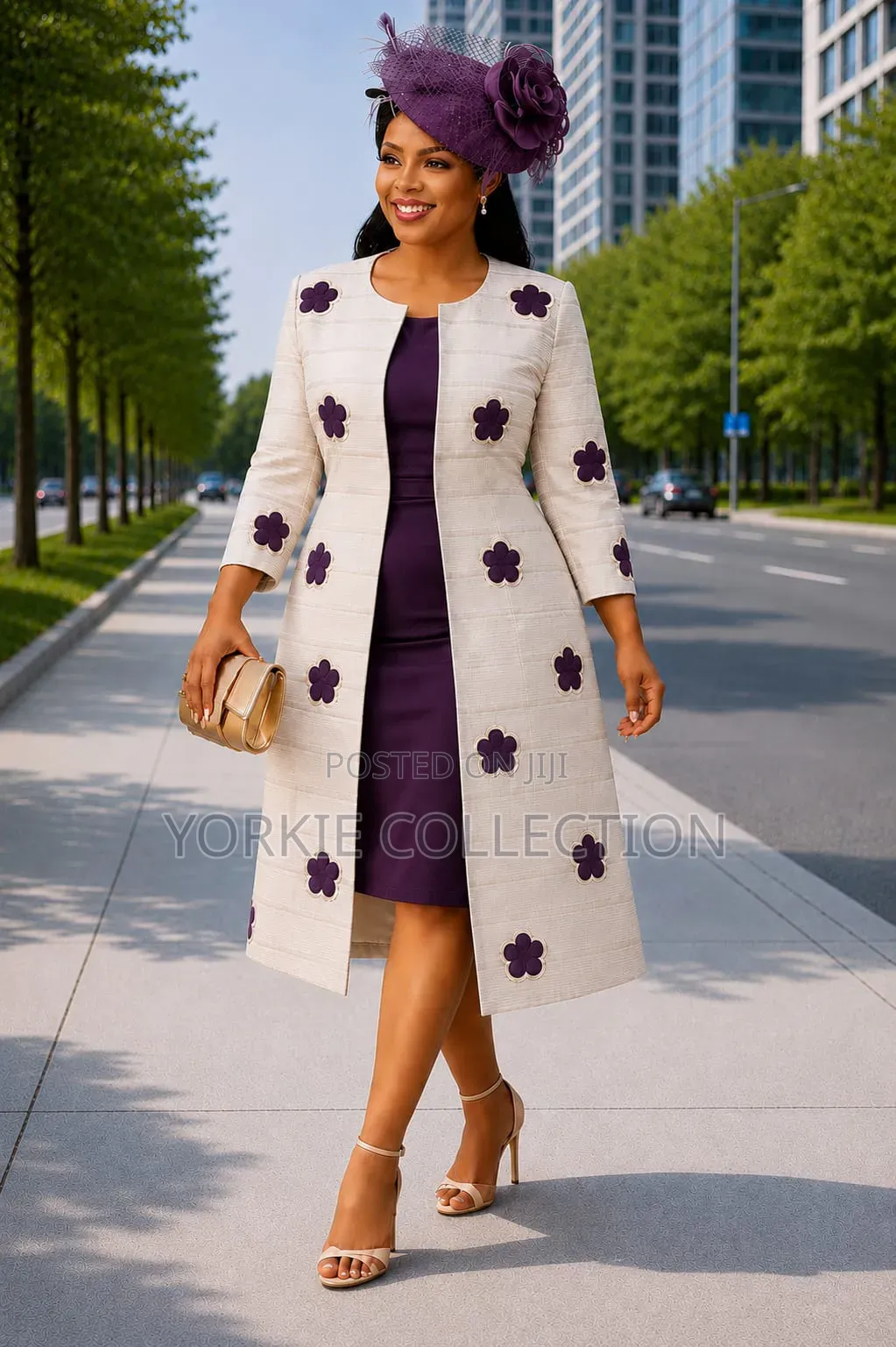 A Women’s Longline Coat With a Fitted Dress