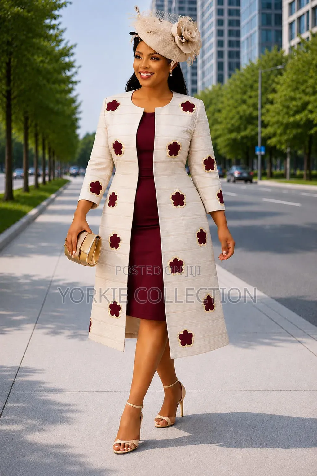 A Women’s Longline Coat With a Fitted Dress