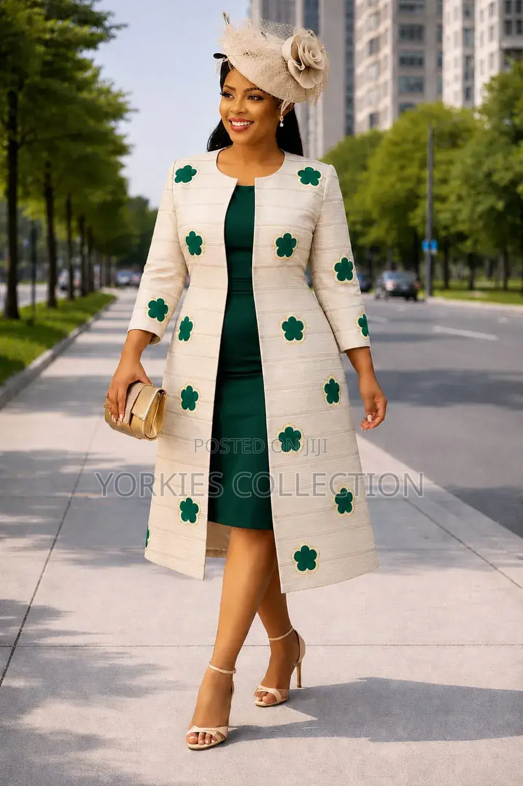 A Women’s Longline Coat With a Fitted Dress