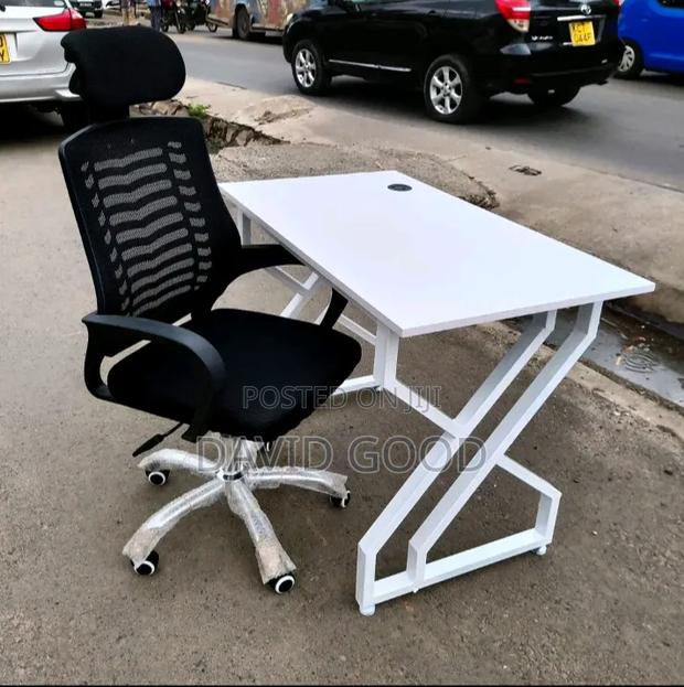 Adjustable Headrest Chair and Office Table