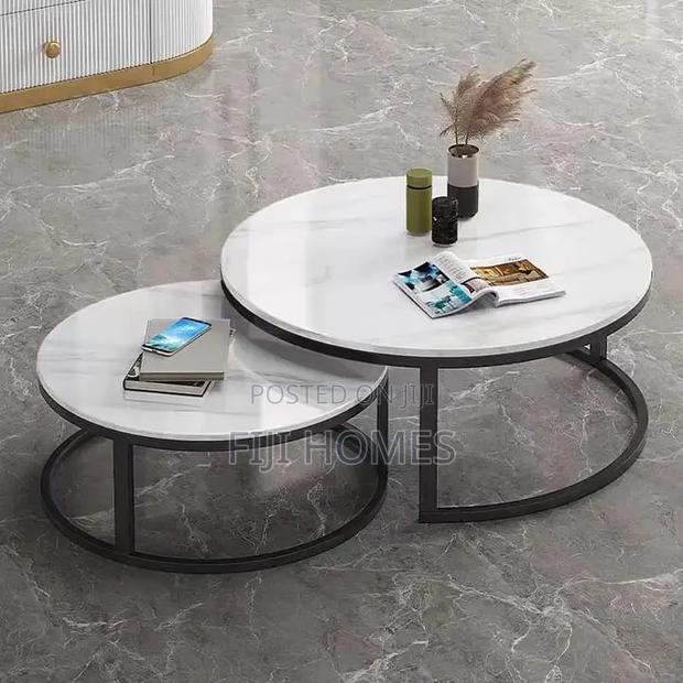 Pure Marble Nesting Tables Set | White | 2pc