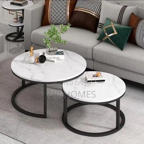Pure Marble Nesting Tables Set | White | 2pc - thumbnail 2