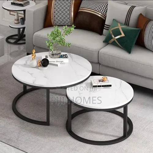 Pure Marble Nesting Tables Set | White | 2pc