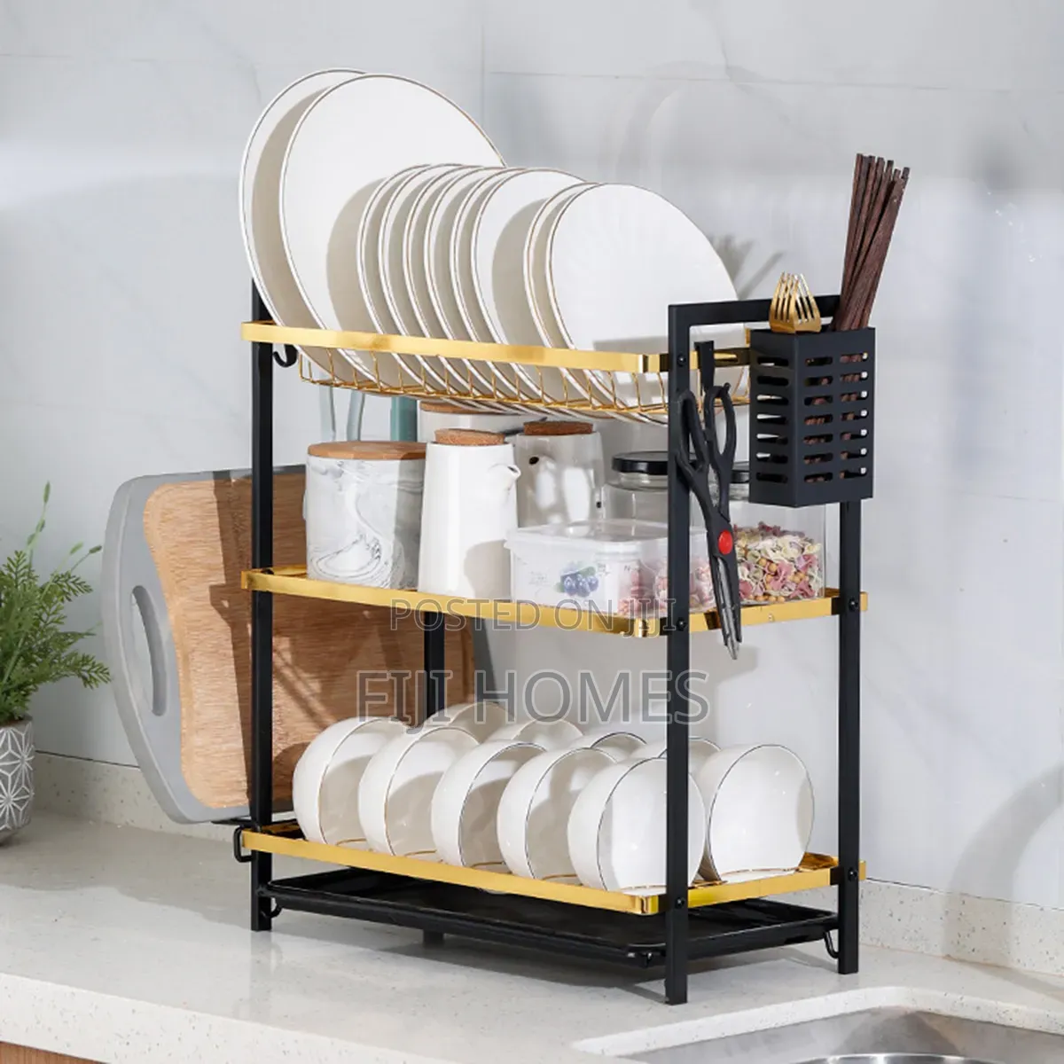 Tier Kitchen Dish Rack | Gold Black