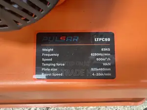 Heavy-Duty Pulsar LTPC90 Petrol Plate Compactor 90Kg 8HP 16kN Force