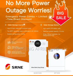 SRNE 5kva Inverter - 5.12kwh Lithium Battery Combo 5 Years Warranty