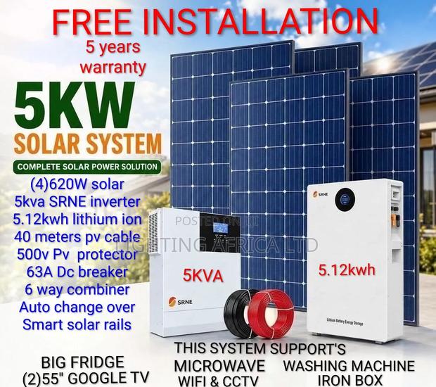 House 5kva - 5.12kwh Off-Grid Solar - (4)620w Solar Free Installation