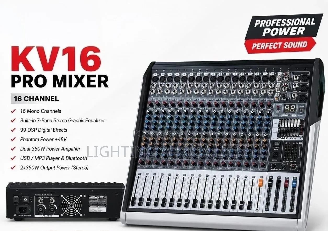 Pro Mixer Kv16 Proffesional Powered Mixer With USB and Bluetooth
