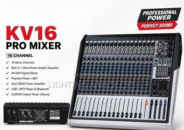 Pro Mixer Kv16 Proffesional Powered Mixer With USB and Bluetooth - thumbnail 2