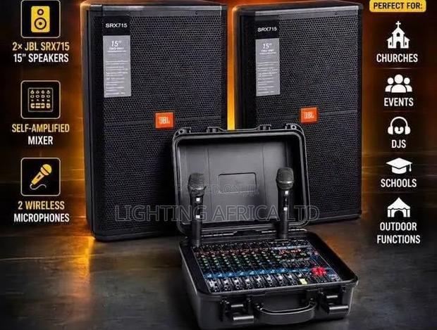 8 Channels Powered Mixer - Wireless Microphone - (2) JBL 15" Speaker's - thumbnail 2