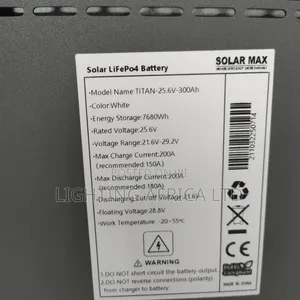 8kwh (7680wh) - 25.6 Volts Solarmax Lithium Solar Battery for Off-Grid