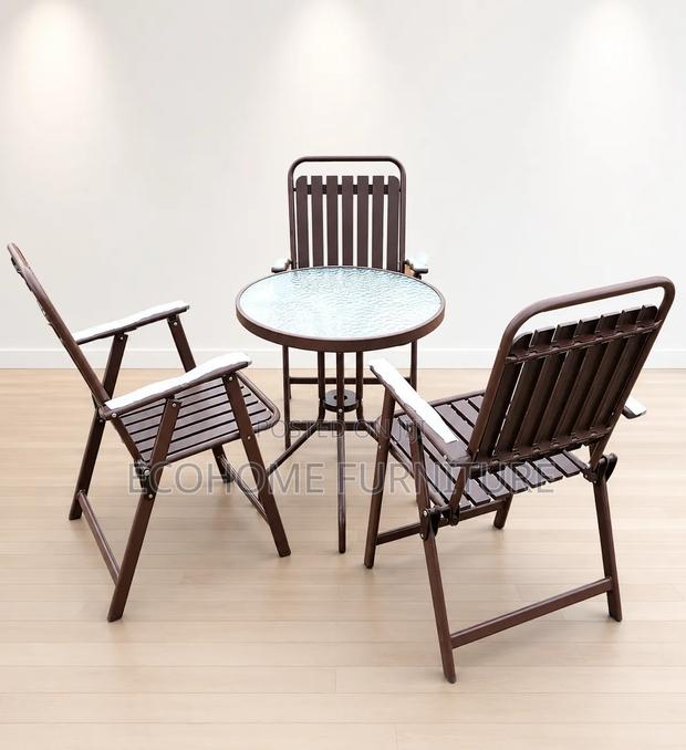3-Seater Outdoor Bistro Set – Folding Patio Table Chairs