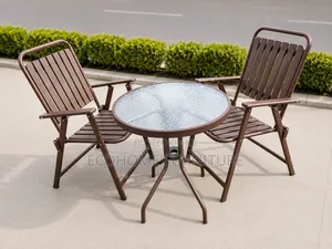 3-Seater Outdoor Bistro Set With Tempered Glass Table