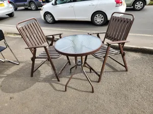 3-Seater Outdoor Bistro Set With Tempered Glass Table