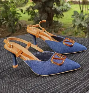 Elegant Denim Slingback Ladies Kitten Heels Size 36-41