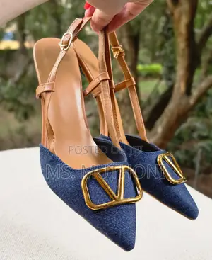 Elegant Denim Slingback Ladies Kitten Heels Size 36-41