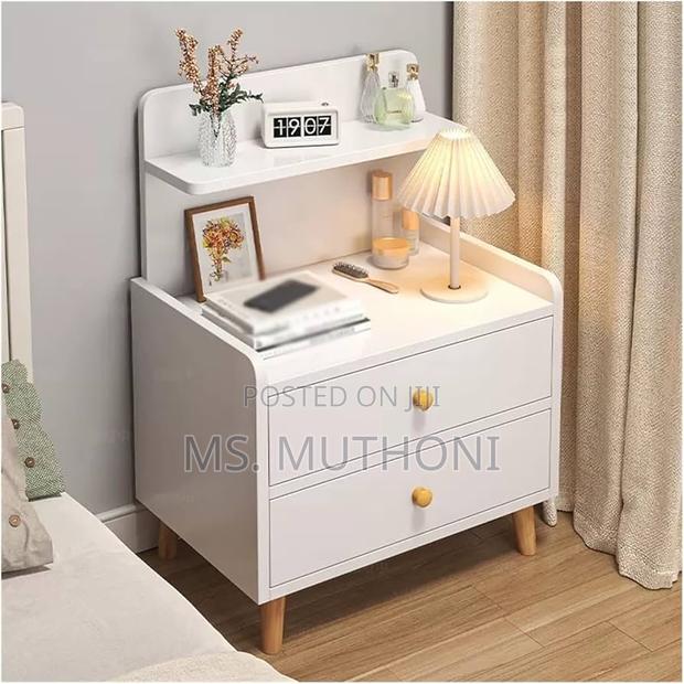 DIY White Bedside Table With 2 Drawers a Shelf - thumbnail 2