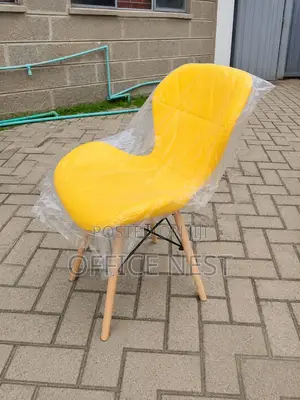 Yellow Eames Dining Chair With Wooden Leg