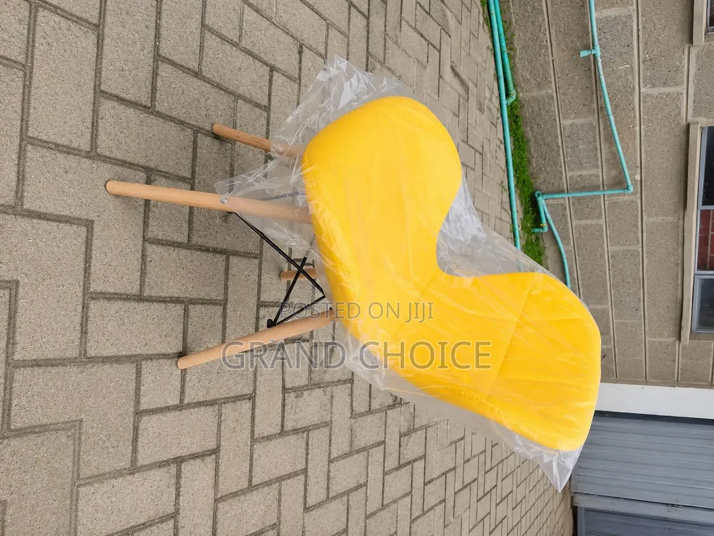 Yellow Eames Dining Chair With Wooden Leg