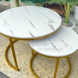 WHITE Nesting Coffee Table Marble Effect (MDF)