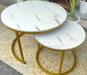WHITE Nesting Coffee Table Marble Effect (MDF)