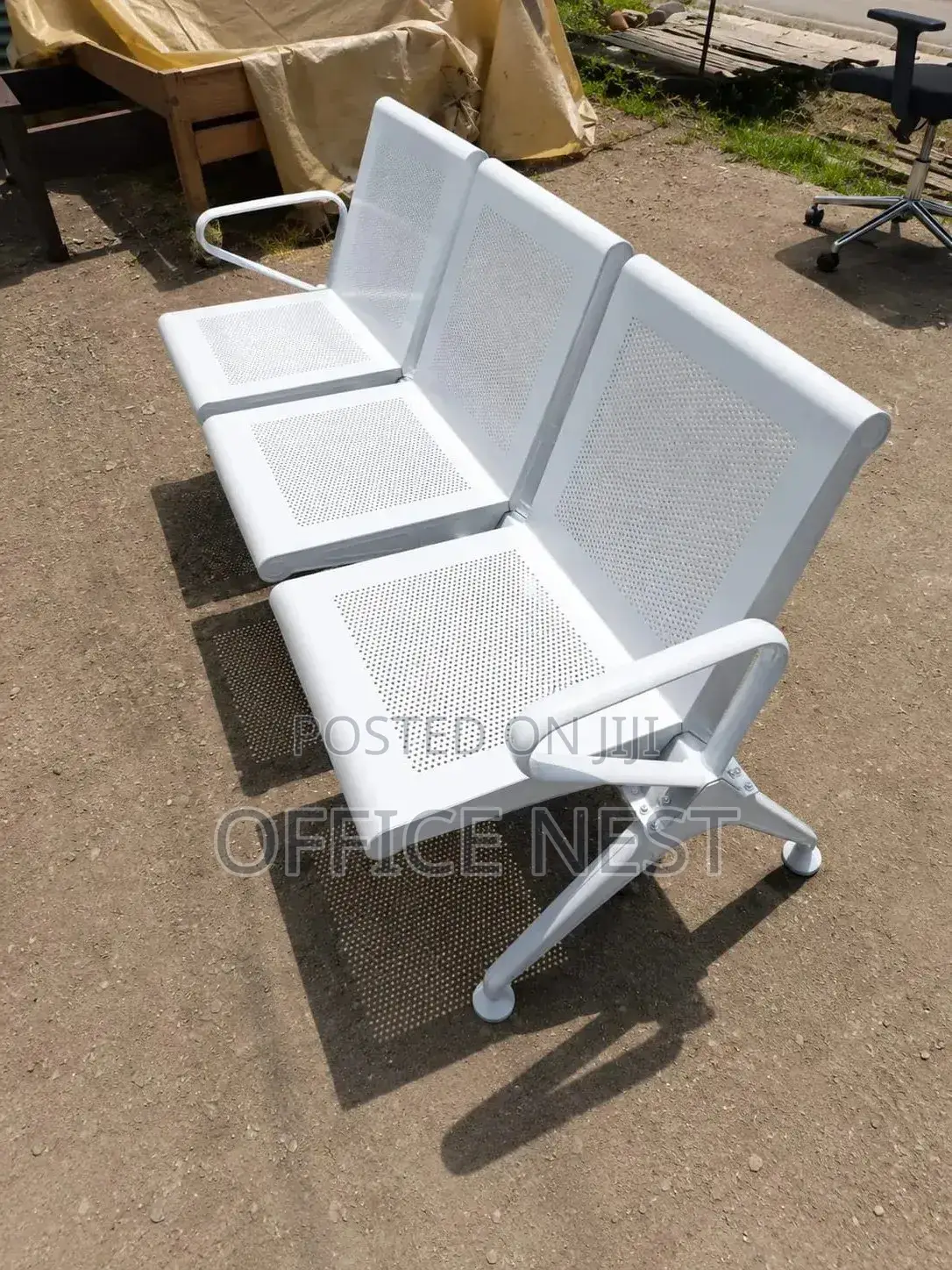 3 Seater Metal Waiting Bench | Modern Reception Chair Kenya