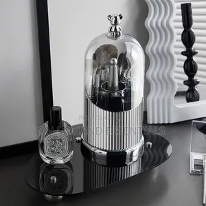 *Desktop Makeup Brush Storage Bucket Cup Holder With Lid