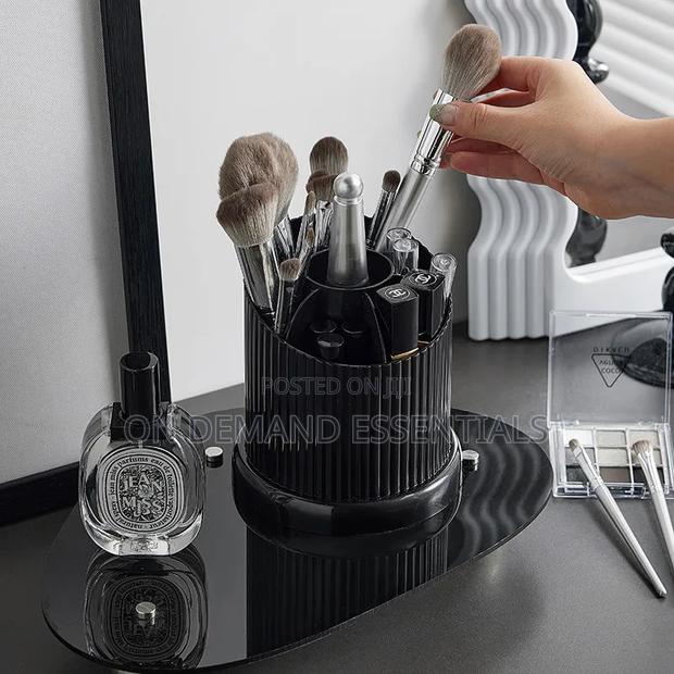*Desktop Makeup Brush Storage Bucket Cup Holder With Lid - thumbnail 5