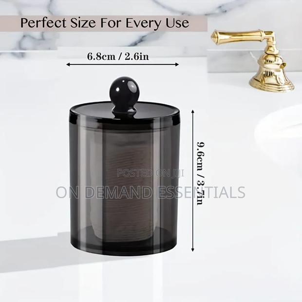 *10 Oz Bathroom Jar New Plastic Black Storage - thumbnail 3