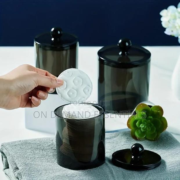 *10 Oz Bathroom Jar New Plastic Black Storage - thumbnail 4