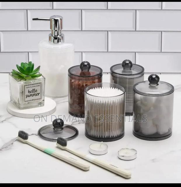 *10 Oz Bathroom Jar New Plastic Black Storage - thumbnail 5