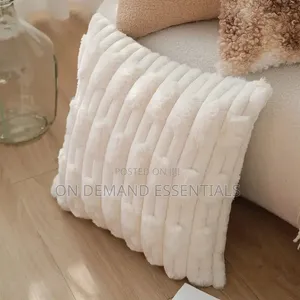 White Plush Soft Cushion Cover for Sofa
