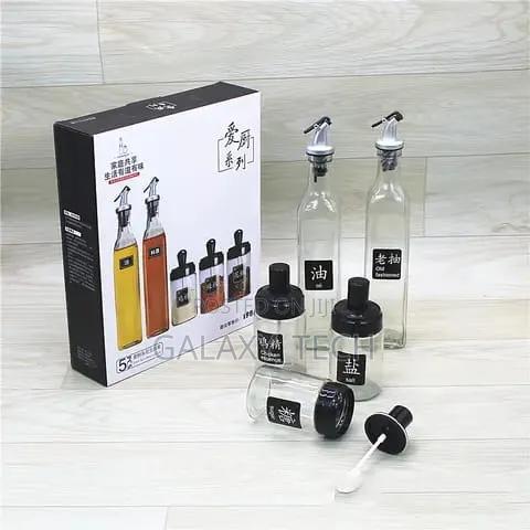 5pc Glass Oil Bottles Kitchen Set(2×600ml,3×200ml) - main view