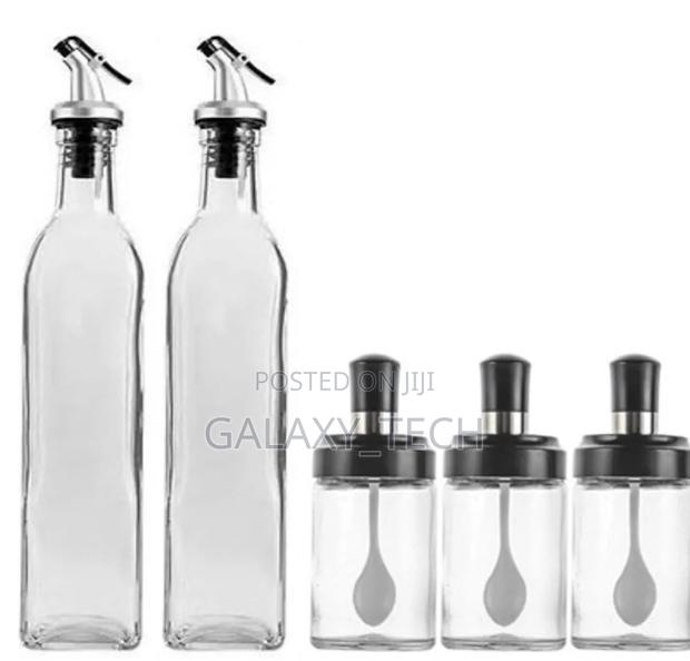 5pc Glass Oil Bottles Kitchen Set(2×600ml,3×200ml) - thumbnail 3