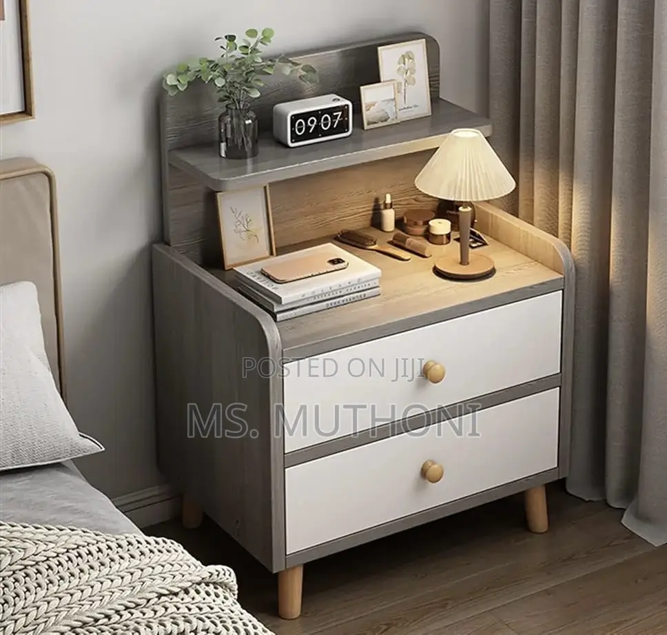 Grey / White Scandinavian Nightstand / Bedside Table